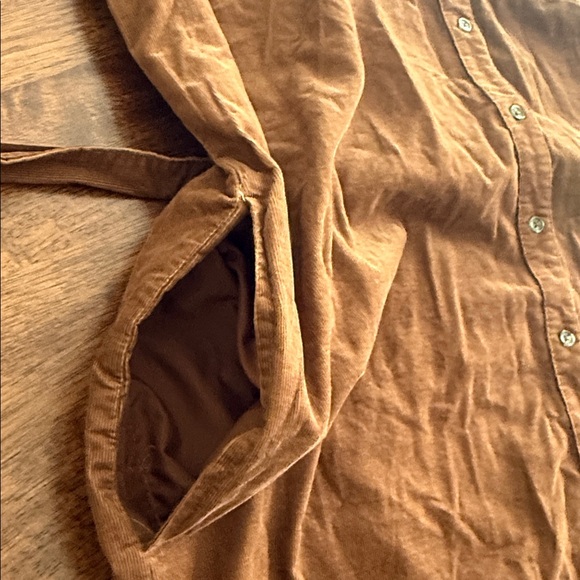 Lands’ End brown corduroy shirt dress with roll tab sleeves - Picture 7 of 12